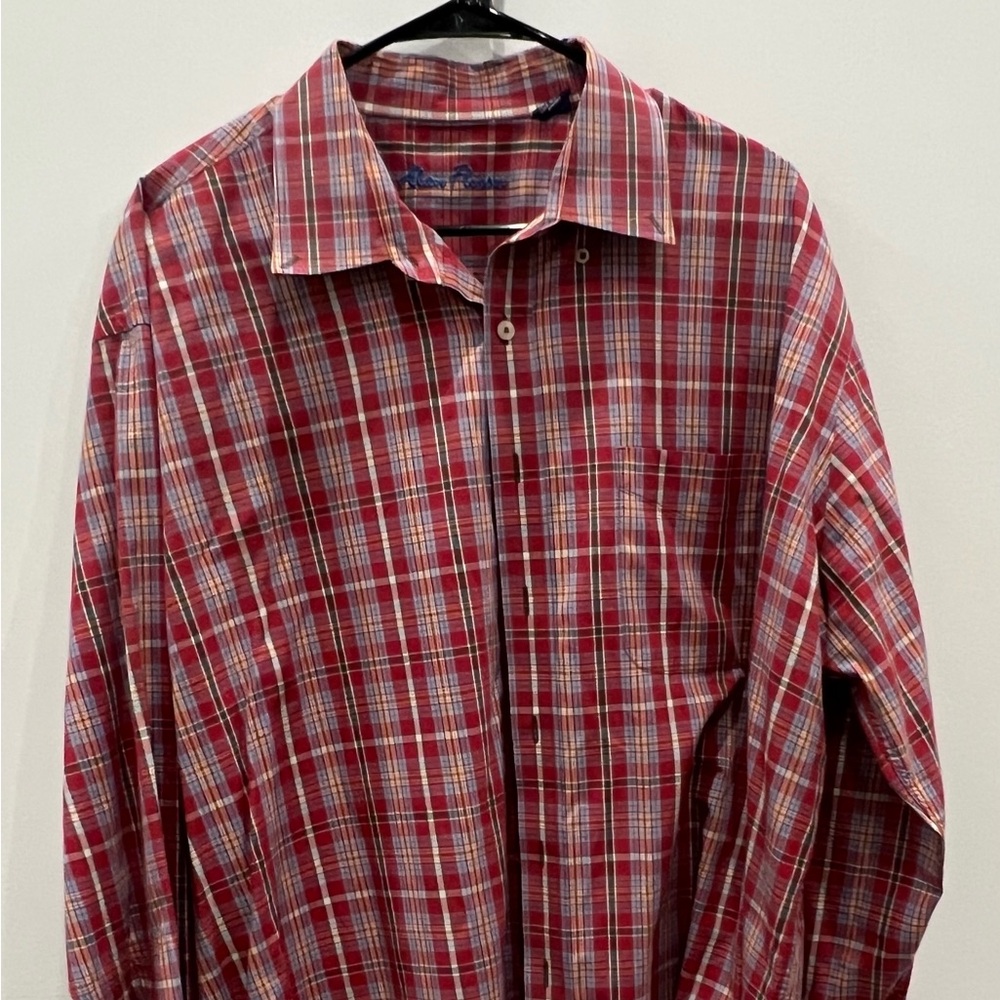 Alan Flusser Men’s Red Plaid Long Sleeve Button-Down Shirt XXL